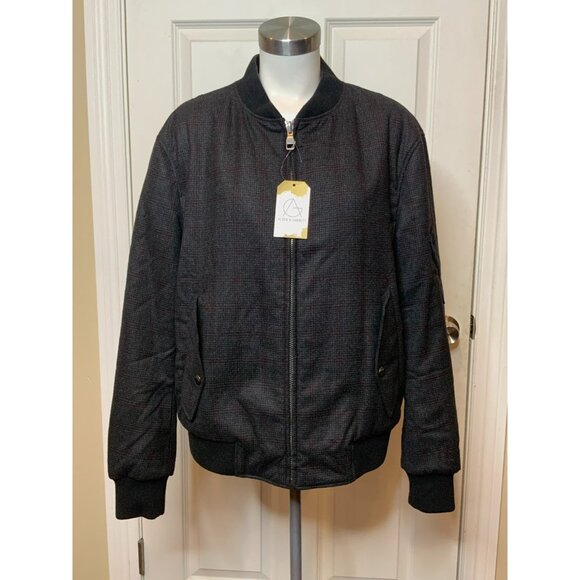 Salvatore Ferragamo Men's Gray Check & Green Reversible Bomber Coat, Size 50 - Picture 1 of 13